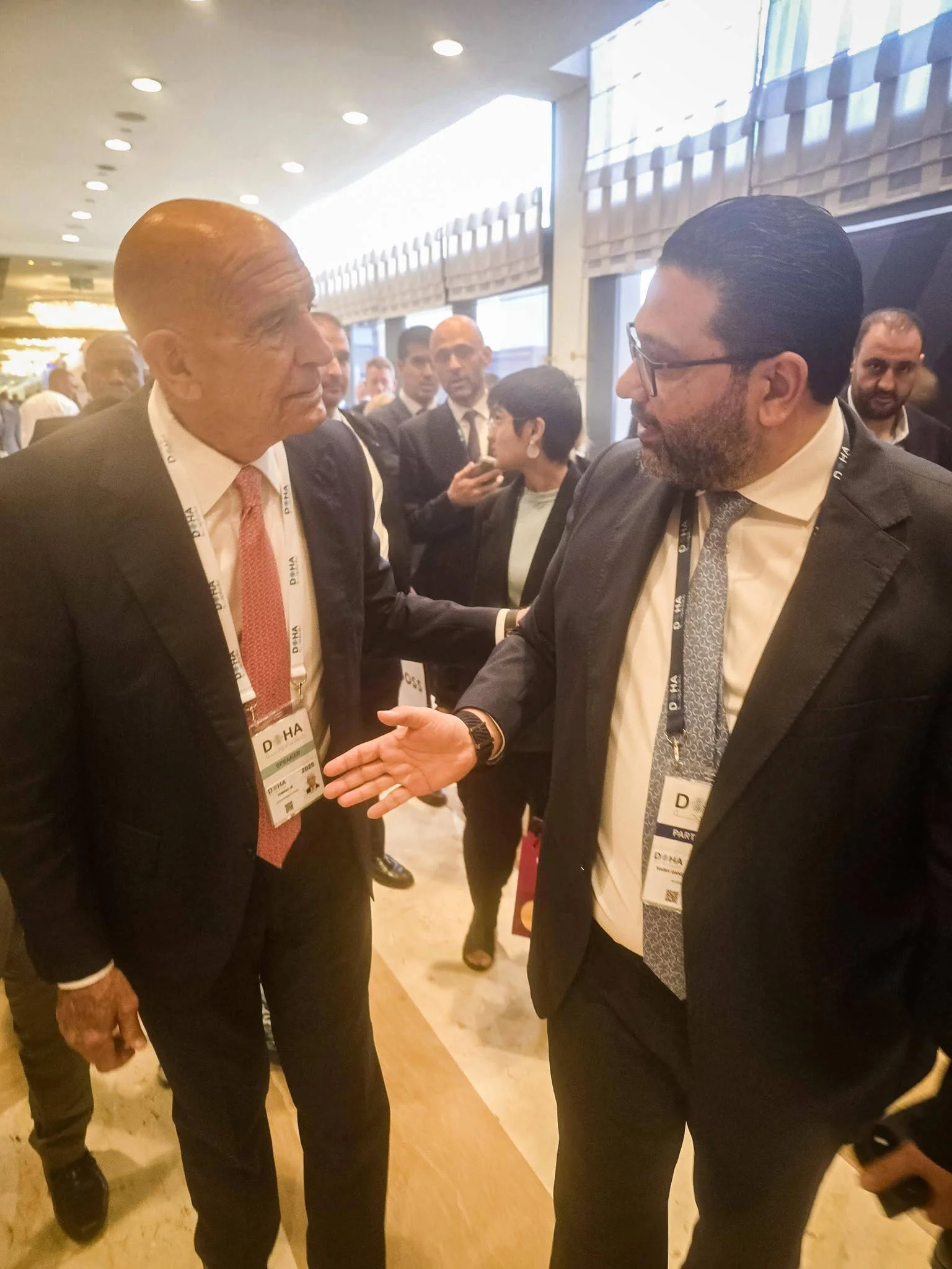 In discussion with US envoy Thomas Barrack at the Doha Forum